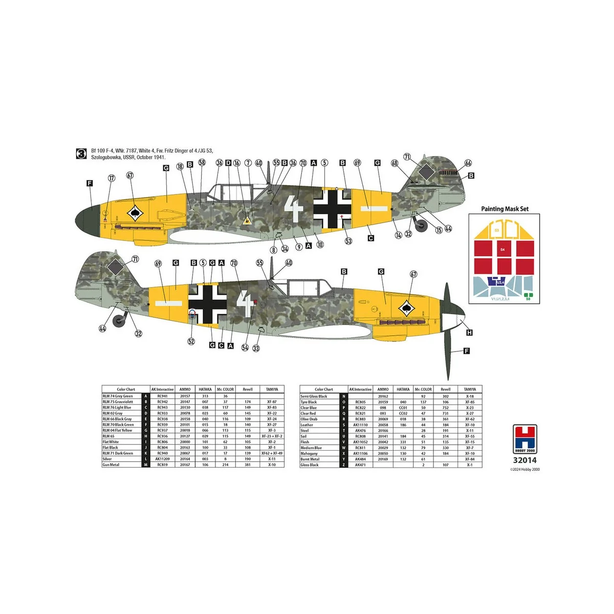 Bf 109 F-4 Early Production, 1/32 - Hobby 2000 32014