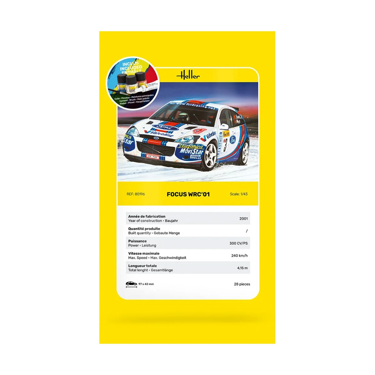 STARTER KIT Focus WRC'01, 1/43 - Heller 56196 STARTER KIT Focus WRC'01, 1/43 - Heller 56196