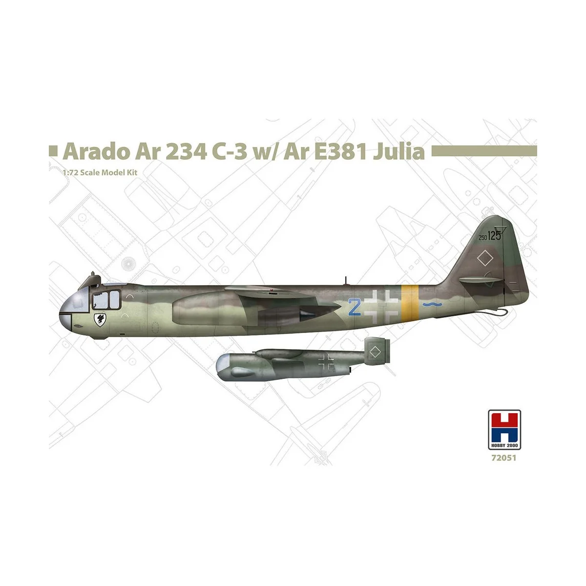 Arado Ar 234 C-3 w/ Ar E381 Julia, 1/72 - Hobby 2000 72051 Arado Ar 234 C-3 w/ Ar E381 Julia, 1/72 - Hobby 2000 72051