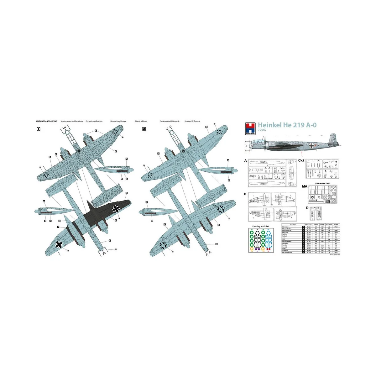 Heinkel He 219 A-0, 1/72 - Hobby 2000 72067 Heinkel He 219 A-0, 1/72 - Hobby 2000 72067