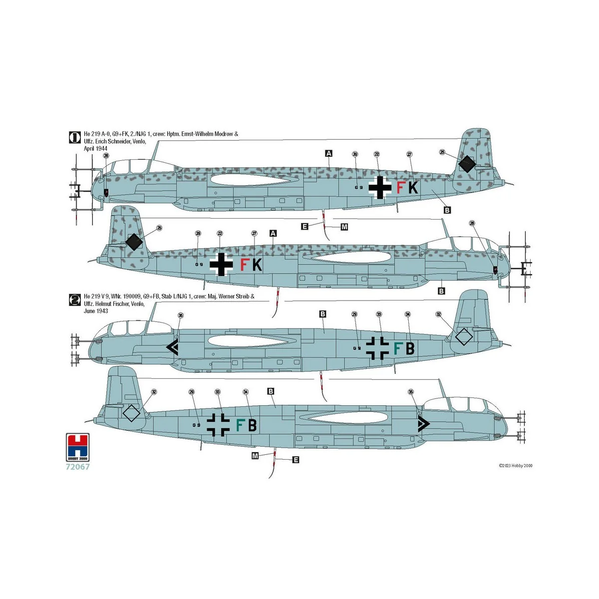 Heinkel He 219 A-0, 1/72 - Hobby 2000 72067 Heinkel He 219 A-0, 1/72 - Hobby 2000 72067