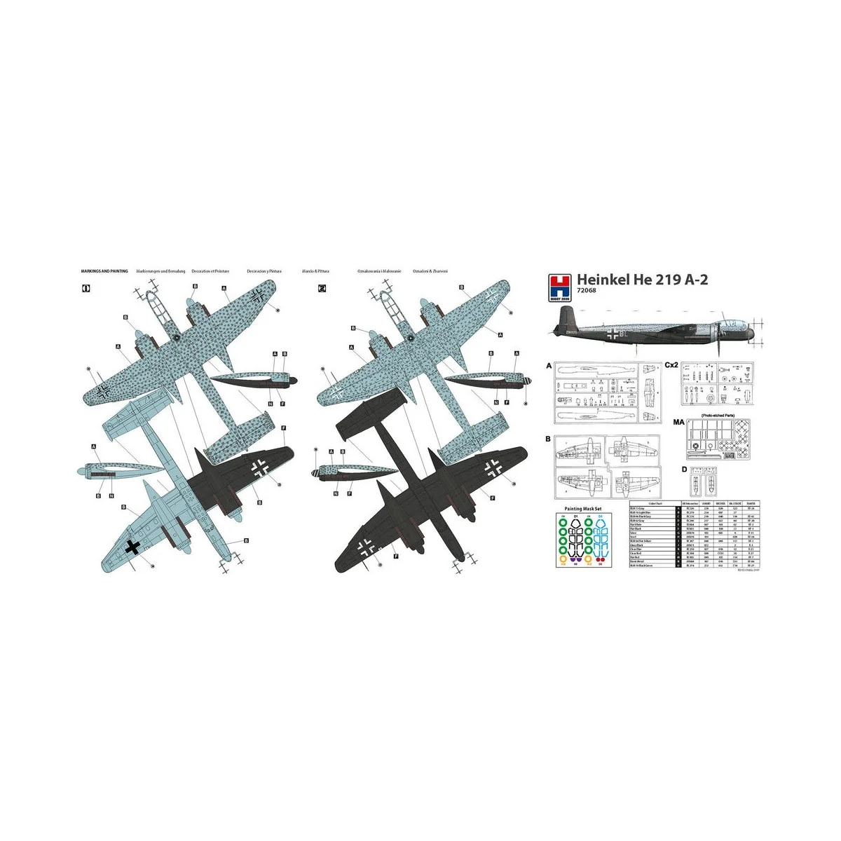 Heinkel He 219 A-2, 1/72 - Hobby 2000 72068 Heinkel He 219 A-2, 1/72 - Hobby 2000 72068