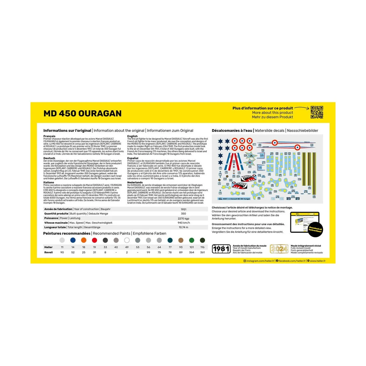 STARTER KIT MD 450 Ouragan, 1/72 - Heller 56201