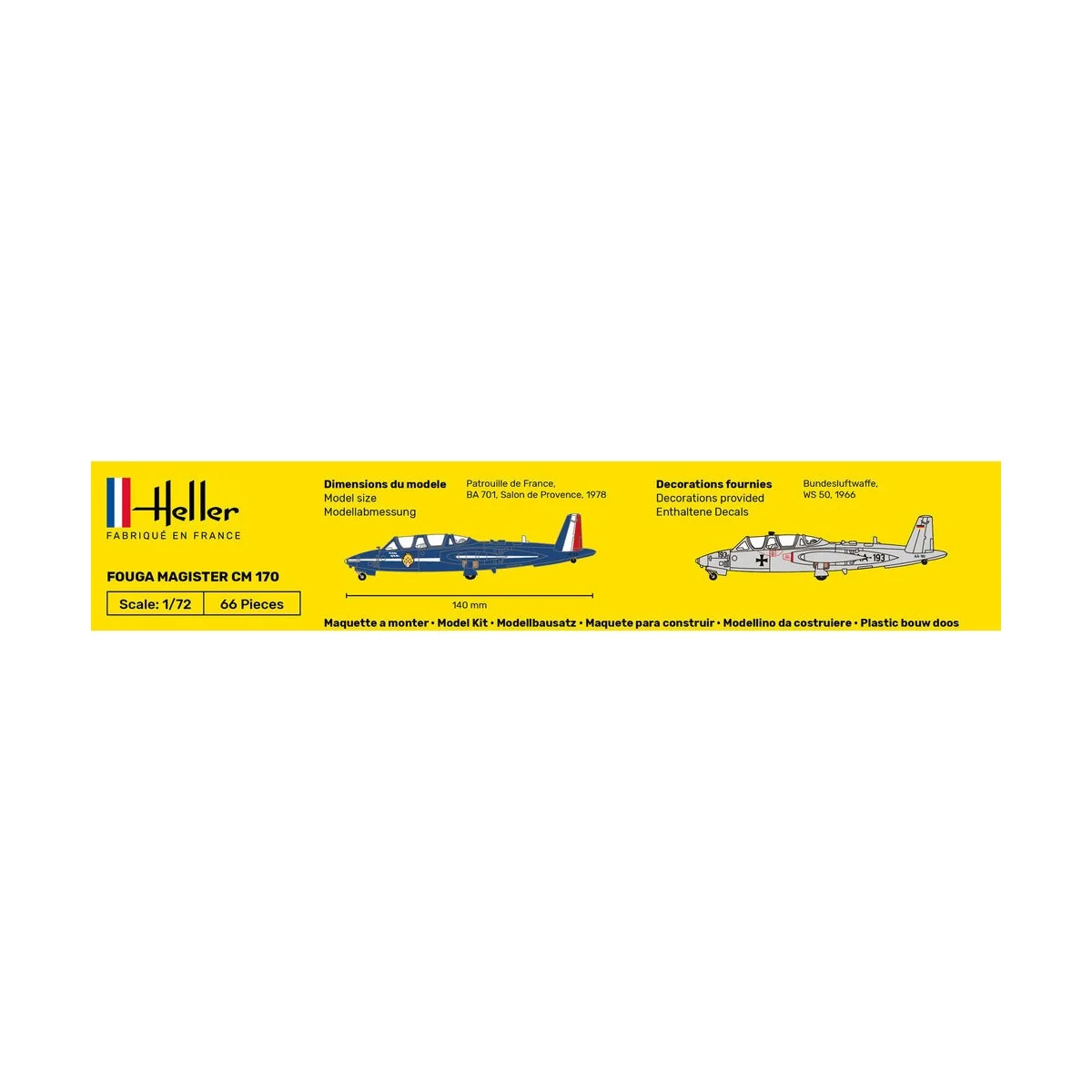 STARTER KIT Fouga Magister CM 170, 1/72 - Heller 56220