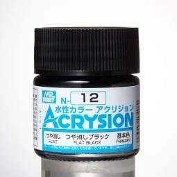 Mr Hobby -Gunze Acrysion (10 ml) Flat Black - Mr Hobby - Gunze N-012