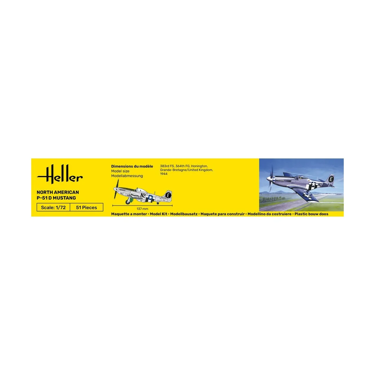 STARTER KIT P-51 Mustang, 1/72 - Heller 56268 STARTER KIT P-51 Mustang, 1/72 - Heller 56268