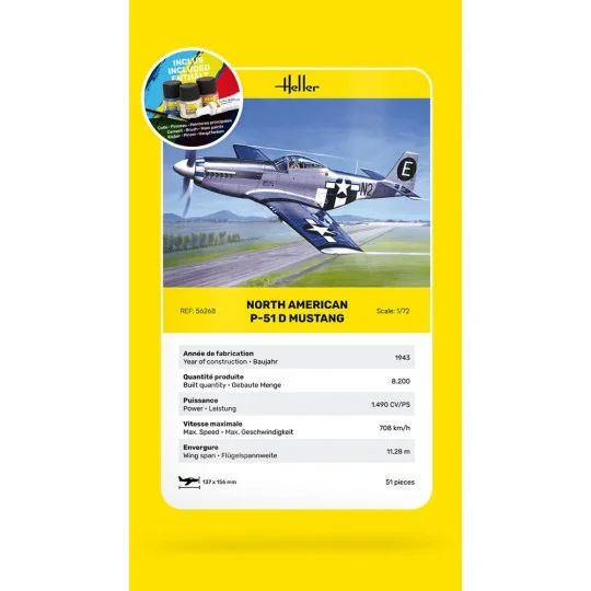 STARTER KIT P-51 Mustang, 1/72 - Heller 56268 STARTER KIT P-51 Mustang, 1/72 - Heller 56268