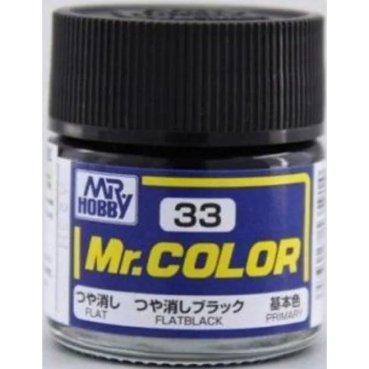 Mr Hobby -Gunze Mr. Color (10 ml) Flat Black - Mr Hobby - Gunze C-033