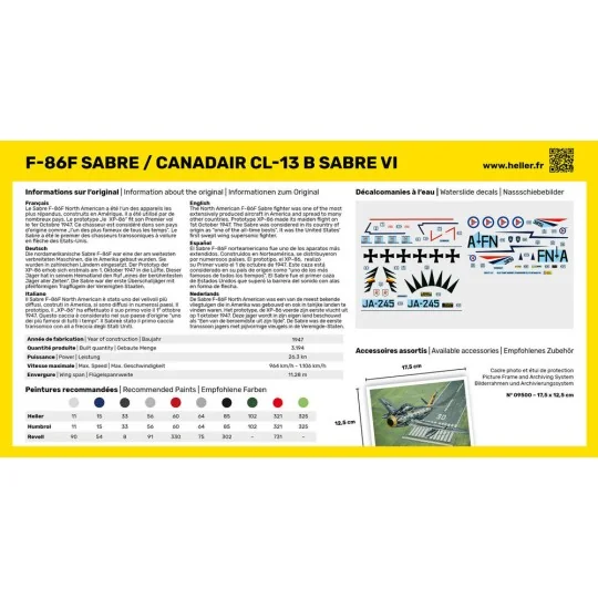 STARTER KIT F-86F Sabre / Canadair CL-13 B Sabre VI - Heller 56277