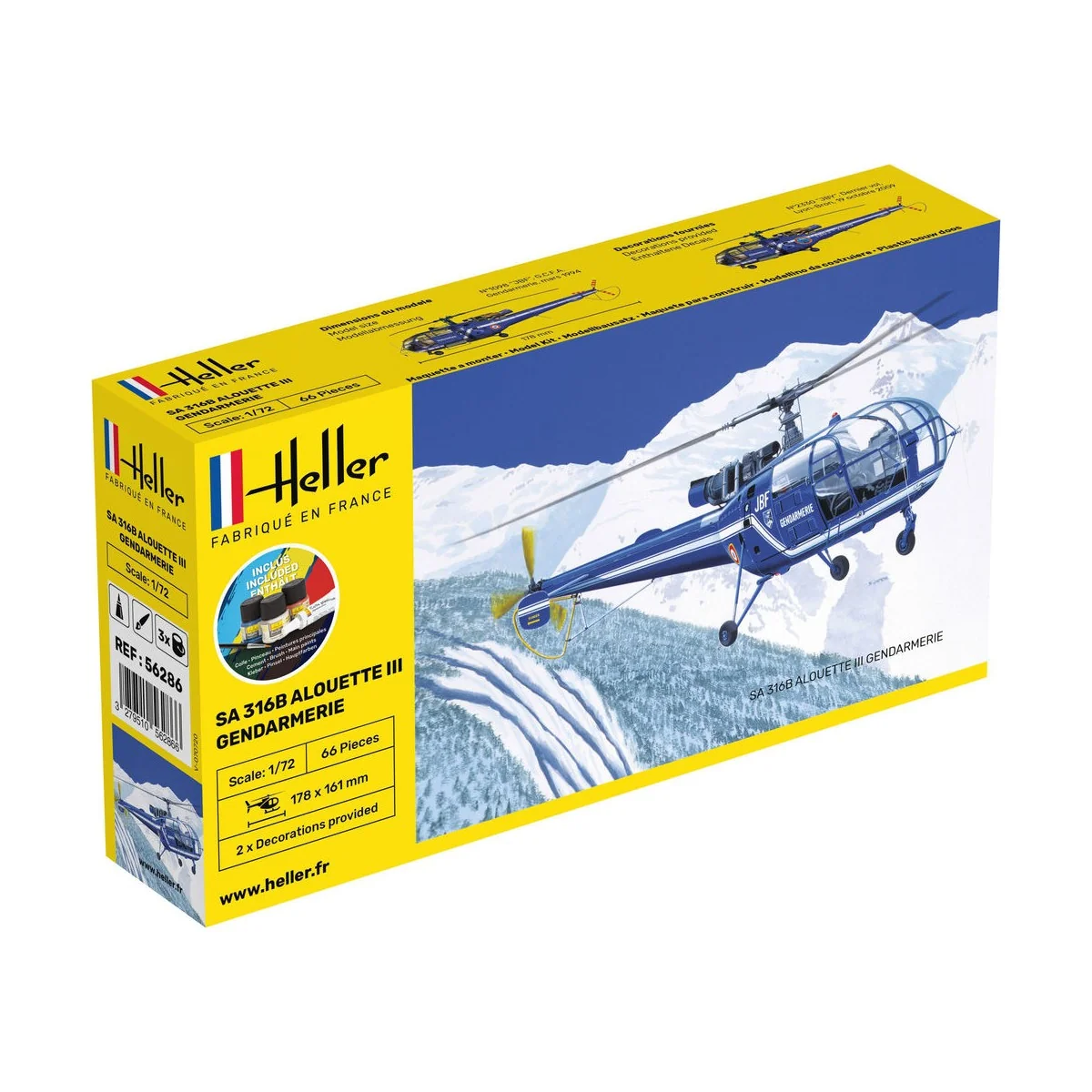 STARTER KIT SA 316 Alouette III Gendarmerie, 1/72 - Heller 56286 STARTER KIT SA 316 Alouette III Gendarmerie, 1/72 - Heller 56286