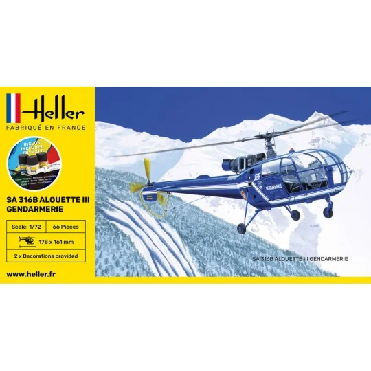 STARTER KIT SA 316 Alouette III Gendarmerie, 1/72 - Heller 56286 STARTER KIT SA 316 Alouette III Gendarmerie, 1/72 - Heller 56286