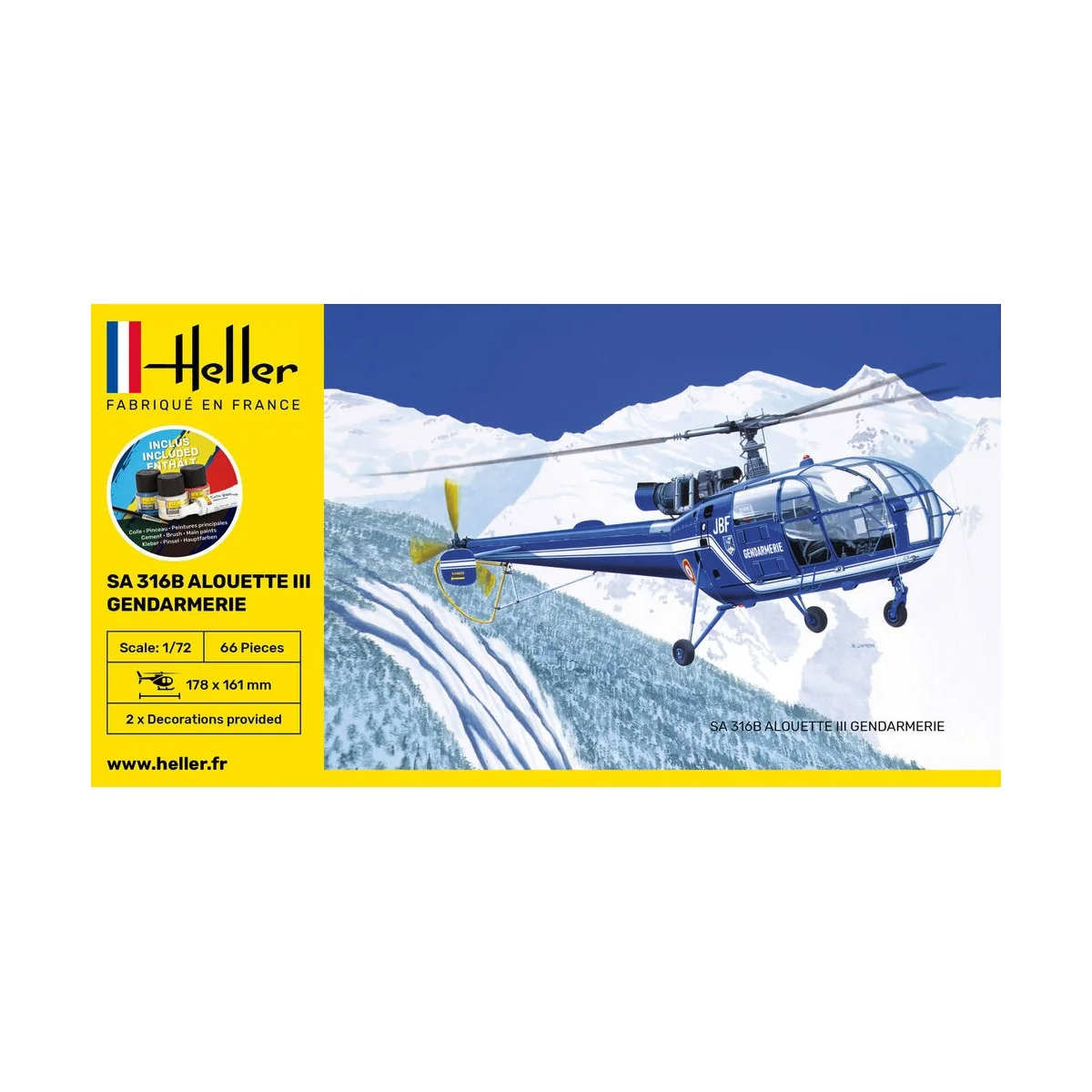 STARTER KIT SA 316 Alouette III Gendarmerie, 1/72 - Heller 56286 STARTER KIT SA 316 Alouette III Gendarmerie, 1/72 - Heller 56286