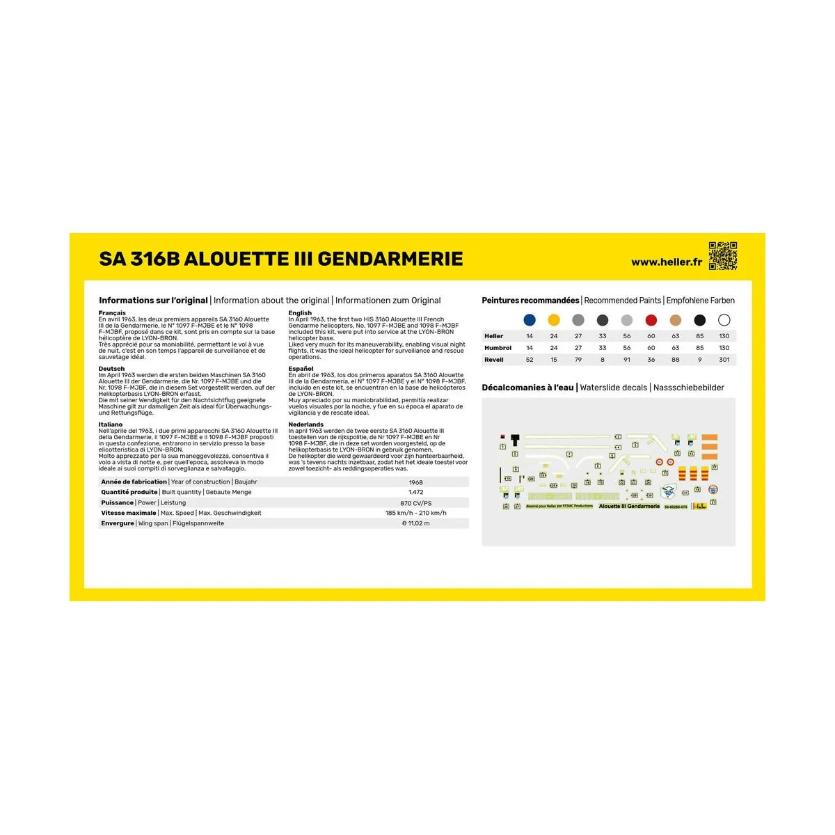 STARTER KIT SA 316 Alouette III Gendarmerie - Heller 56286