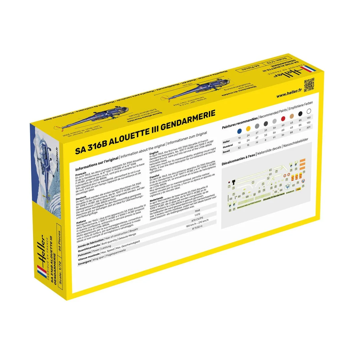 STARTER KIT SA 316 Alouette III Gendarmerie, 1/72 - Heller 56286 STARTER KIT SA 316 Alouette III Gendarmerie, 1/72 - Heller 56286