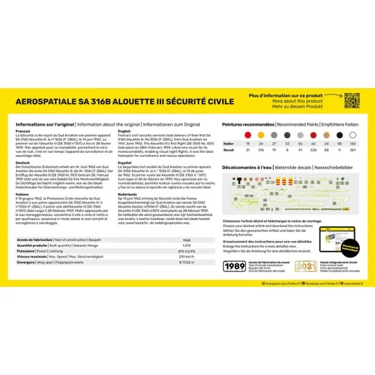 STARTER KIT Alouette III Sécurité Civile - Heller 56289
