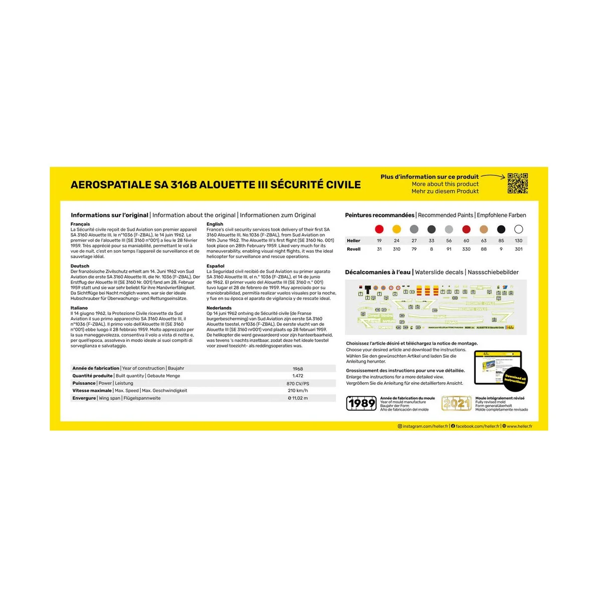 STARTER KIT Alouette III Sécurité Civile - Heller 56289