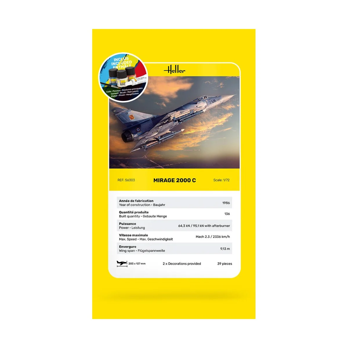 STARTER KIT Mirage 2000 C, 1/72 - Heller 56303 STARTER KIT Mirage 2000 C, 1/72 - Heller 56303