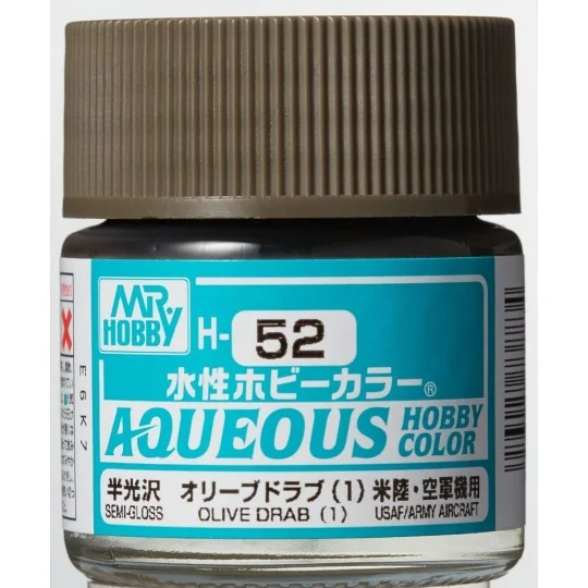 Mr Hobby -Gunze Aqueous Hobby Colors (10 ml) Olive Drab (1) - Mr Ho...