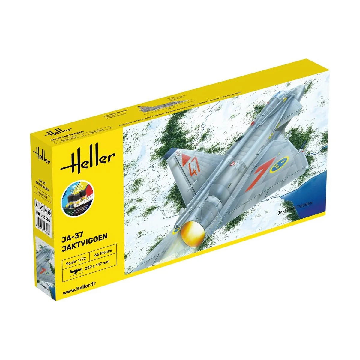 STARTER KIT Ja-37 Jaktviggen, 1/72 - Heller 56309