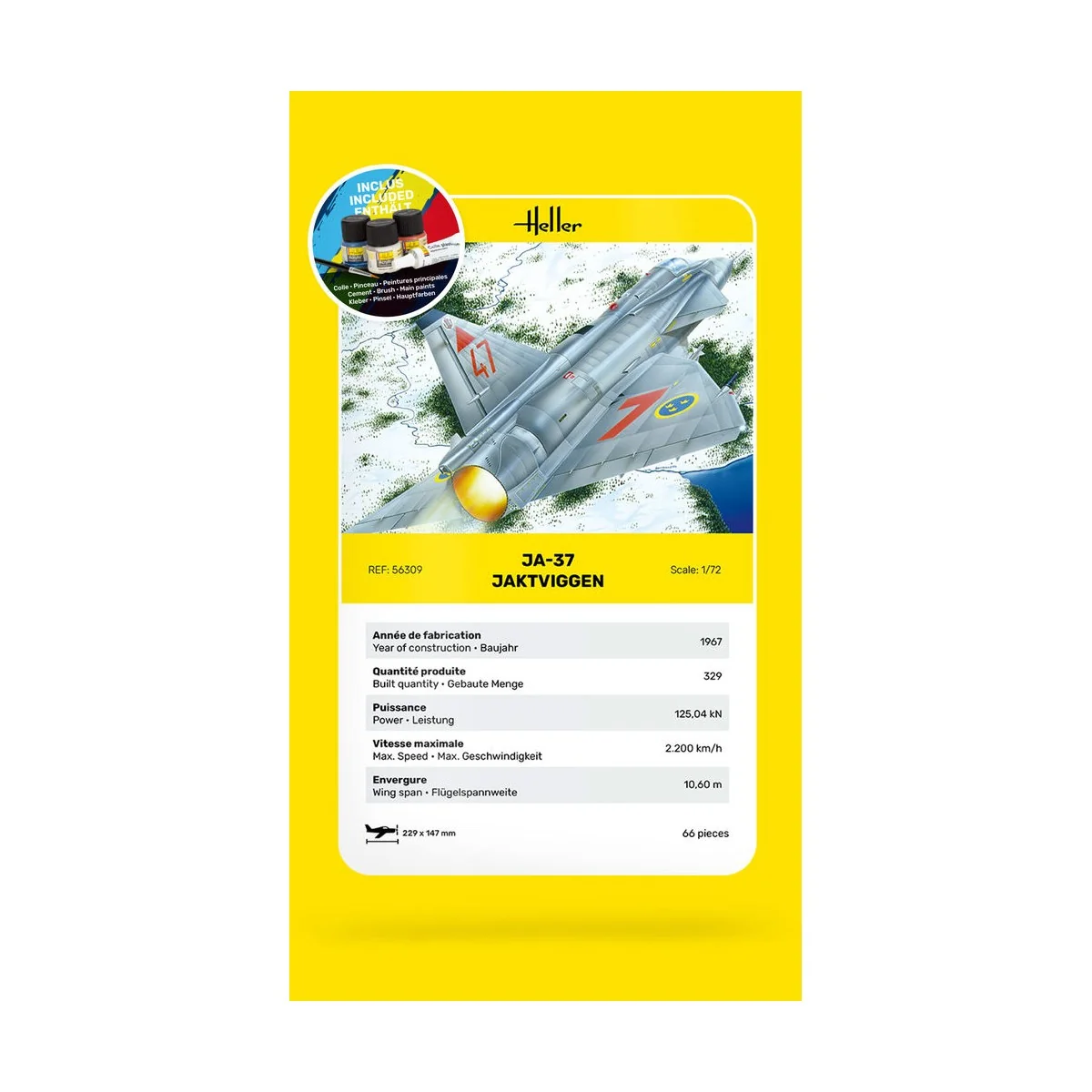 STARTER KIT Ja-37 Jaktviggen, 1/72 - Heller 56309
