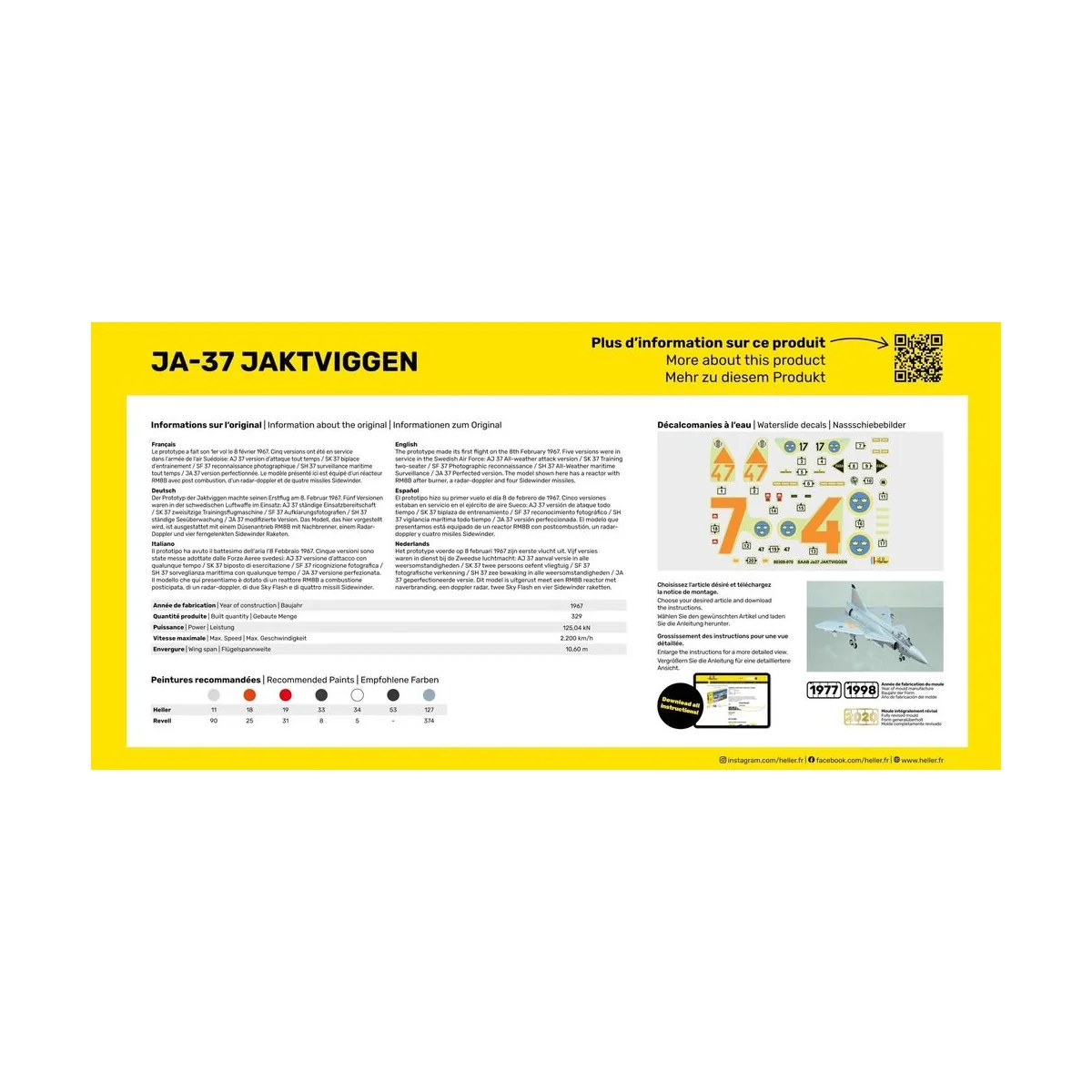 STARTER KIT Ja-37 Jaktviggen, 1/72 - Heller 56309