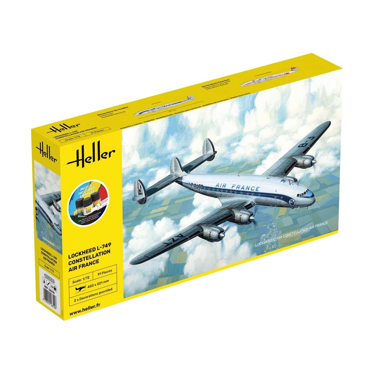 STARTER KIT L-749 Constellation A.F., 1/72 - Heller 56310 STARTER KIT L-749 Constellation A.F., 1/72 - Heller 56310