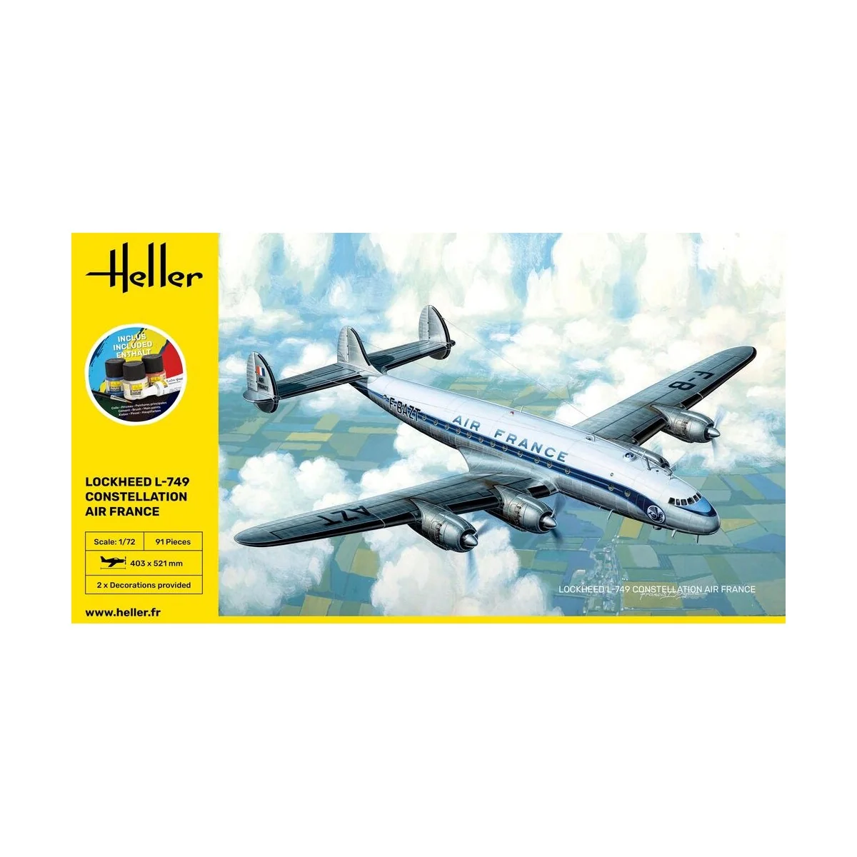 STARTER KIT L-749 Constellation A.F., 1/72 - Heller 56310 STARTER KIT L-749 Constellation A.F., 1/72 - Heller 56310