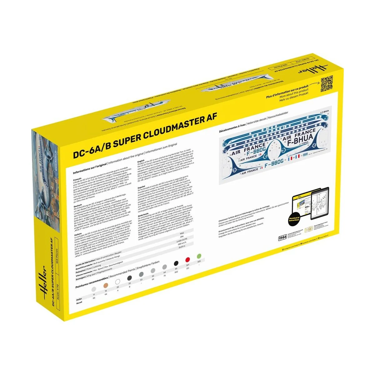 STARTER KIT DC6 Super Cloudmaster AF, 1/72 - Heller 56315