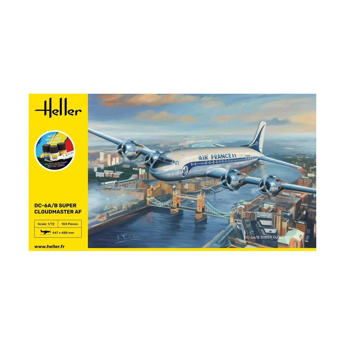 STARTER KIT DC6 Super Cloudmaster AF, 1/72 - Heller 56315