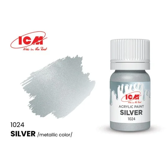 METALLIC COLORS Silver bottle 12 ml - ICM 1024