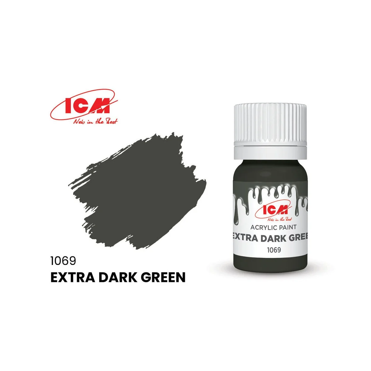 GREEN Extra Dark Green bottle 12 ml - ICM 1069 GREEN Extra Dark Green bottle 12 ml - ICM 1069