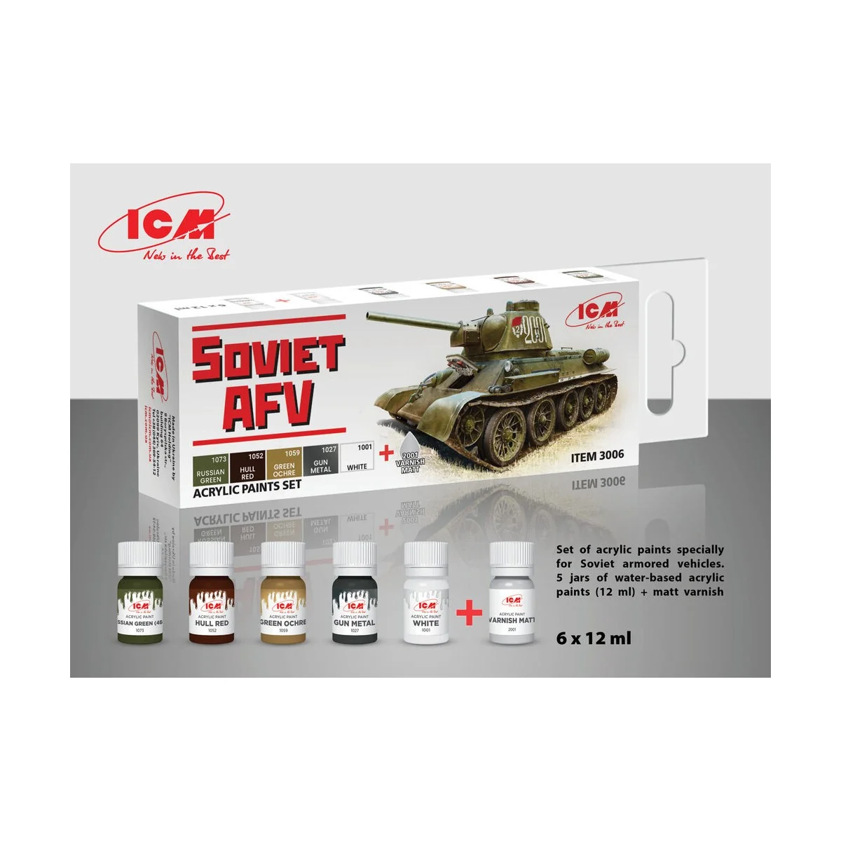 Acrylic paint set for Soviet AFV 6 x12 ml - ICM 3006