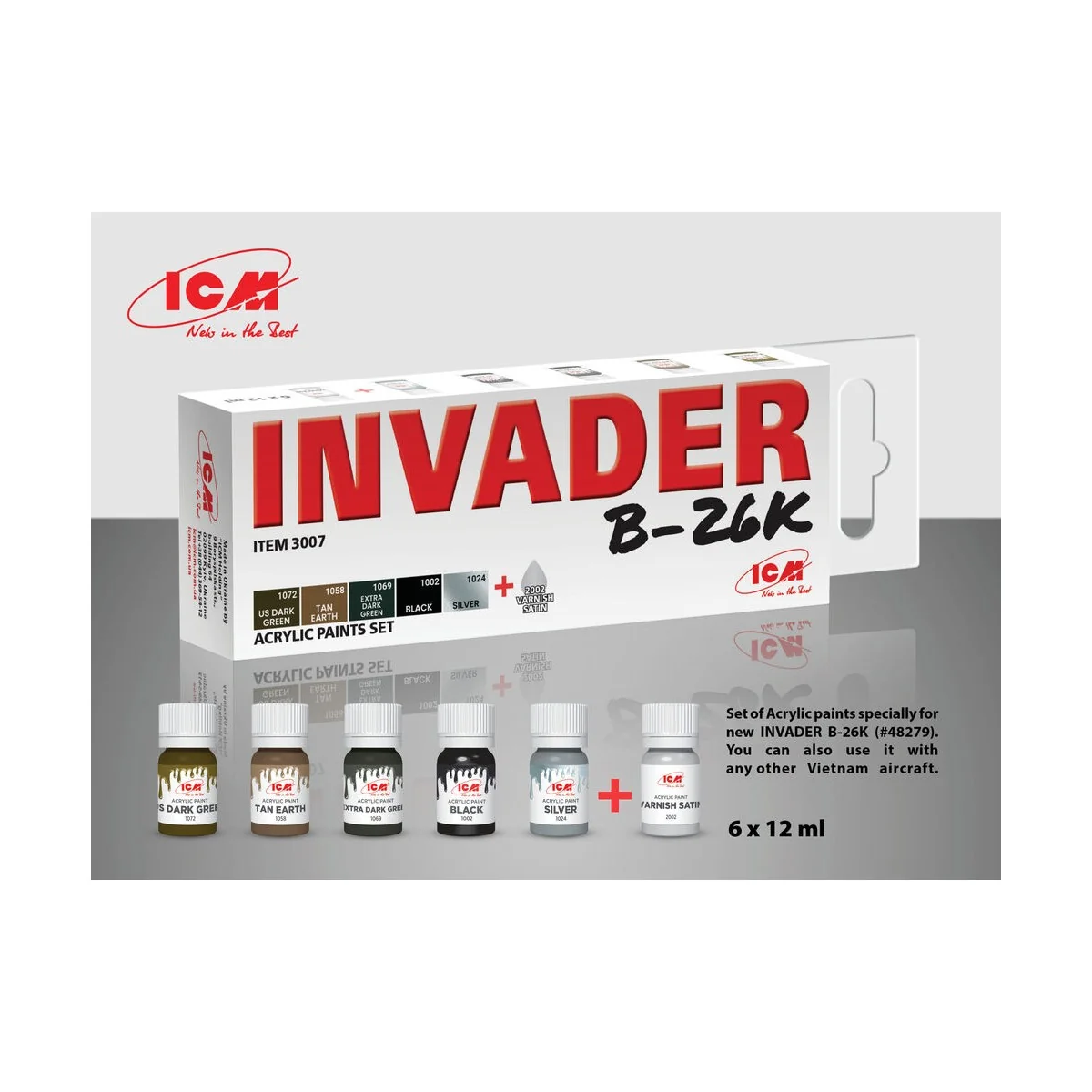 Acrylic paint set for Invader B-26K and other Vietnam aircraft 6 x1...