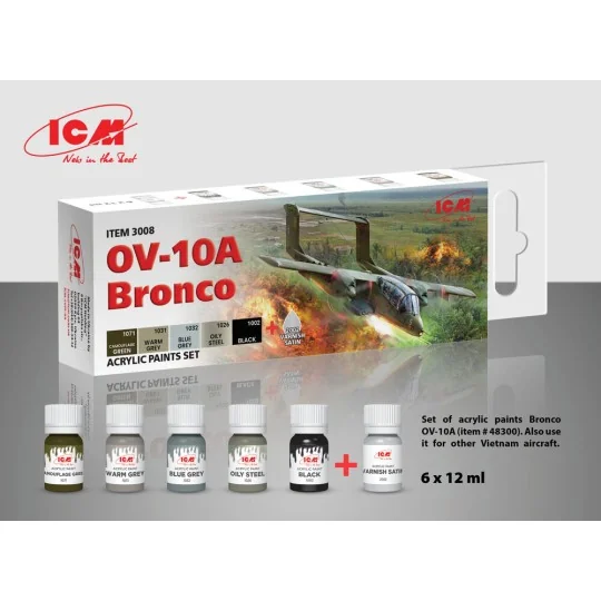 Acrylic paint set for OV-10A Bronco and other Vietnam aircraft 6 x1...