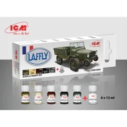 Acrylic paint set for Laffly V15T and French vehicles 6x 12 ml - IC...