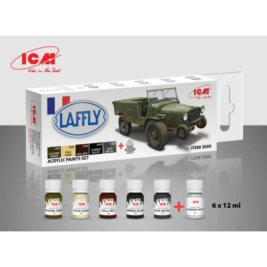 Acrylic paint set for Laffly V15T and French vehicles 6x 12 ml - IC...