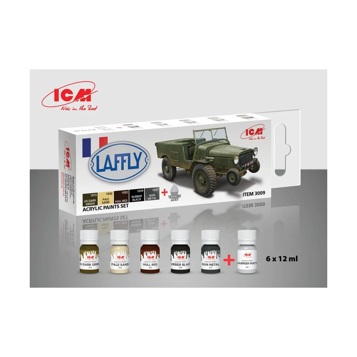 Acrylic paint set for Laffly V15T and French vehicles 6x 12 ml - IC...