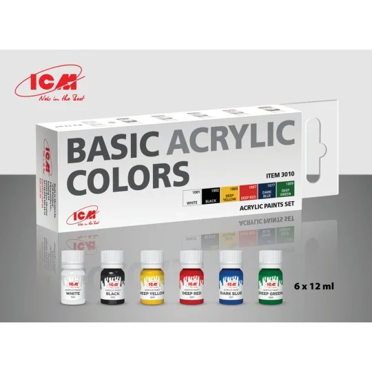 Acrylic paint set Basic acrylic colors 6 x12 ml - ICM 3010 Acrylic paint set Basic acrylic colors 6 x12 ml - ICM 3010