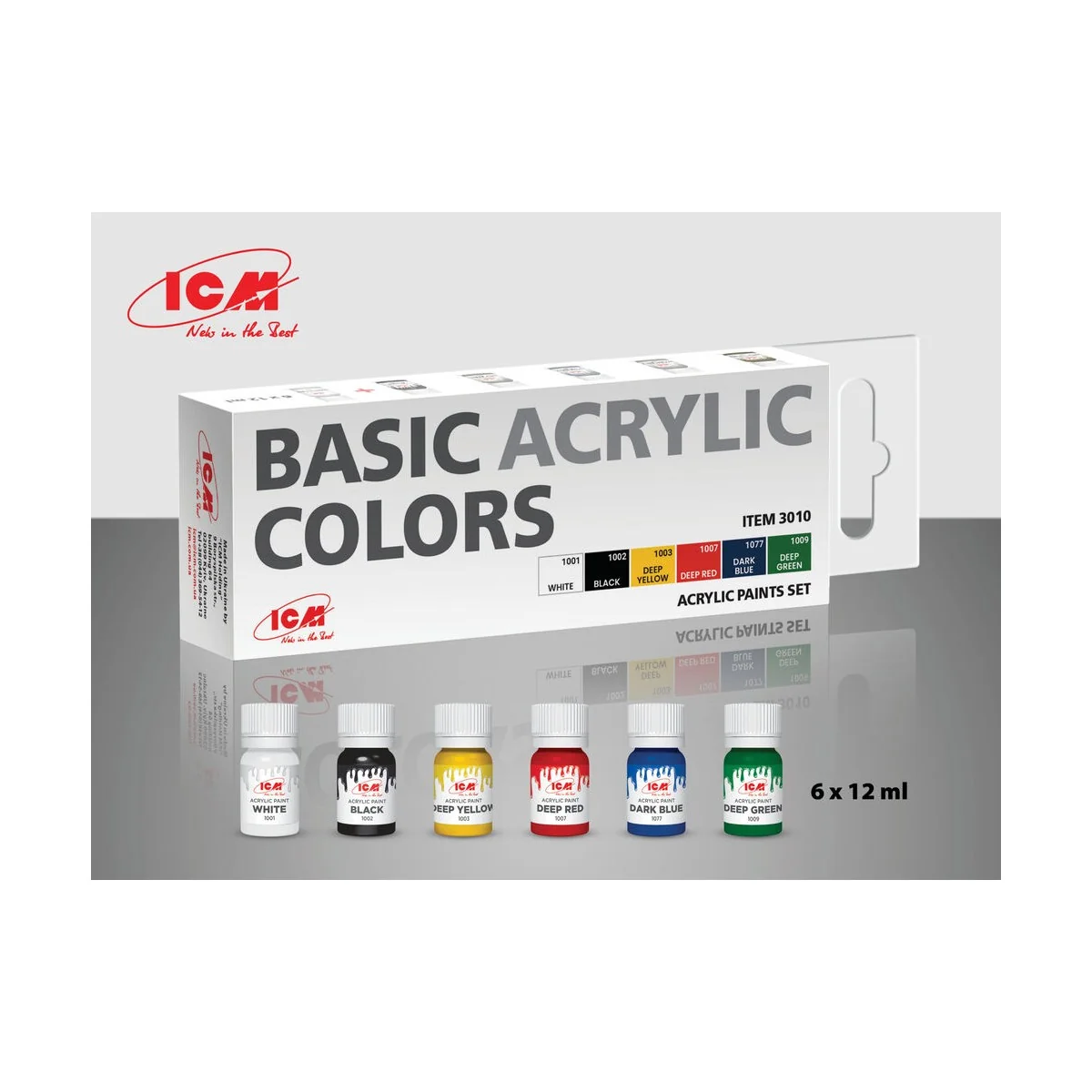 Acrylic paint set Basic acrylic colors 6 x12 ml - ICM 3010 Acrylic paint set Basic acrylic colors 6 x12 ml - ICM 3010