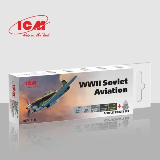 Acrylic Paint Set for WWII Soviet aviation 6 x 12 ml - ICM 3016 Acrylic Paint Set for WWII Soviet aviation 6 x 12 ml - ICM 3016