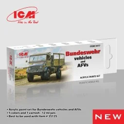 Acrylic Paint Set for German military trucks 6 x 12 ml - ICM 3017