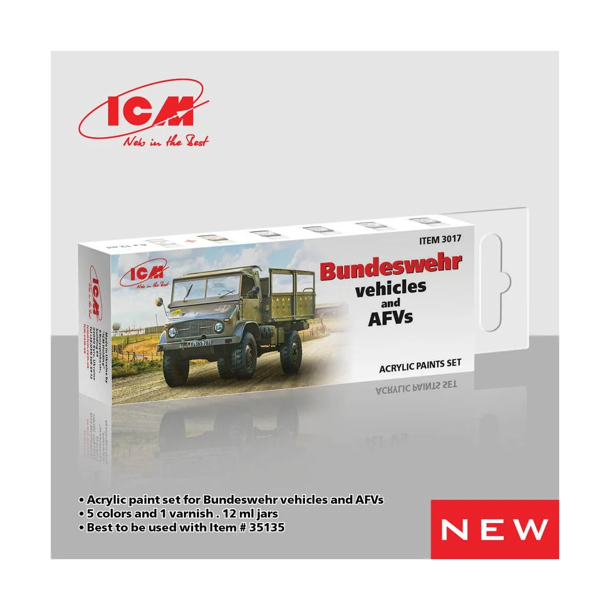 Acrylic Paint Set for German military trucks 6 x 12 ml - ICM 3017