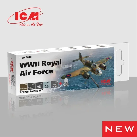 Acrylic Paint Set for WWII Royal Air Force 6 x 12 ml - ICM 3018