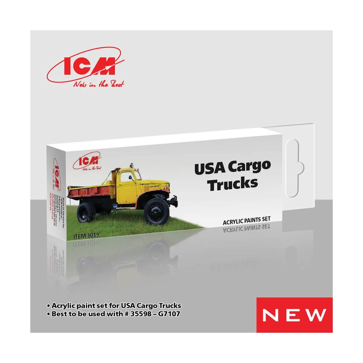 Acrylic Paint Set for USA Cargo Trucks 6 x 12ml - ICM 3019 Acrylic Paint Set for USA Cargo Trucks 6 x 12ml - ICM 3019