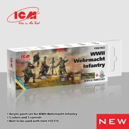 Acrylic Paint Set for WWII Wehrmacht Infantry 6 x 12 ml - ICM 3022