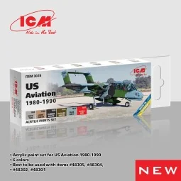 Acrylic paint set for US Aviation 1980 - 1990 6 x 12 ml - ICM 3028