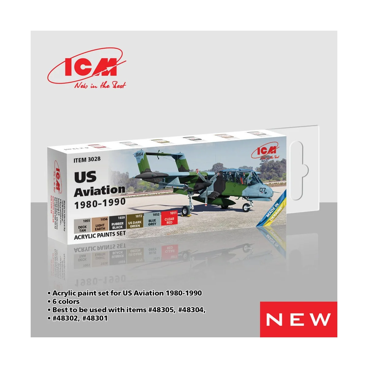Acrylic paint set for US Aviation 1980 - 1990 6 x 12 ml - ICM 3028