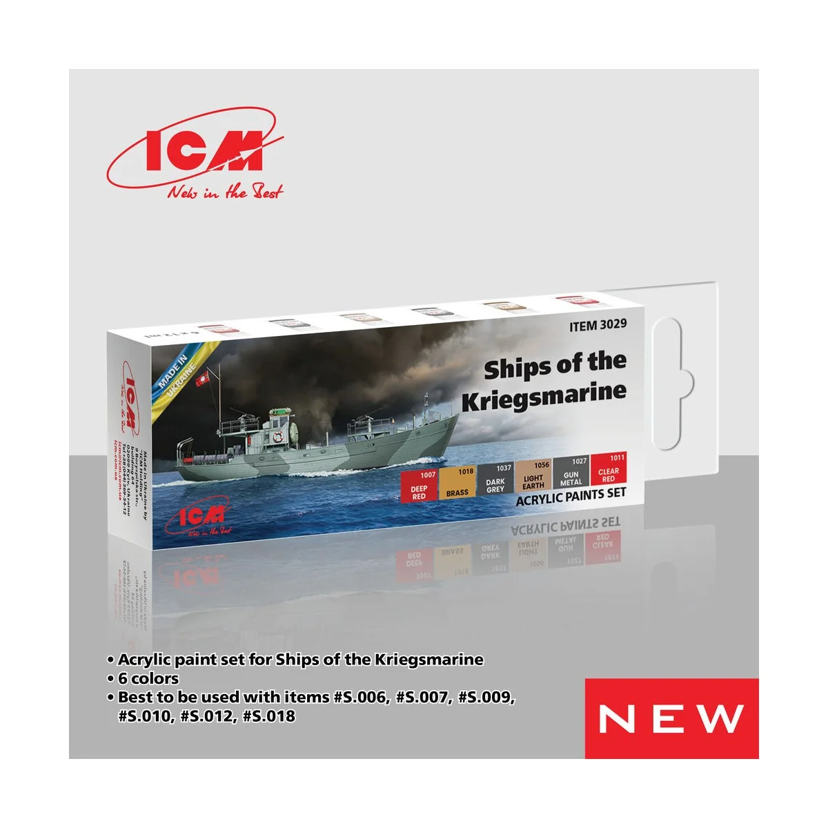 Acrylic paint set for Ships of the Kriegsmarine 6 x 12 ml - ICM 3029