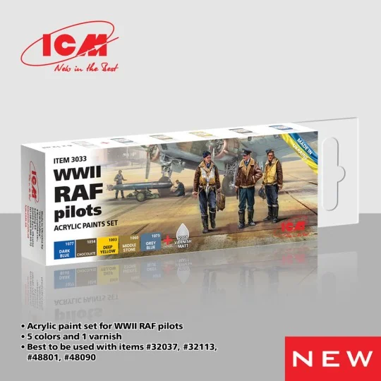 Acrylic paint set for WWII RAF pilots 6 x 12 ml - ICM 3033