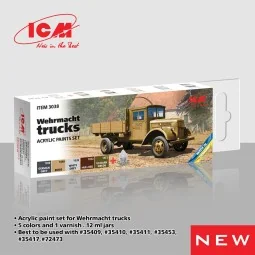 Acrylic paint set for Wehrmacht trucks 6 x 12 ml - ICM 3038